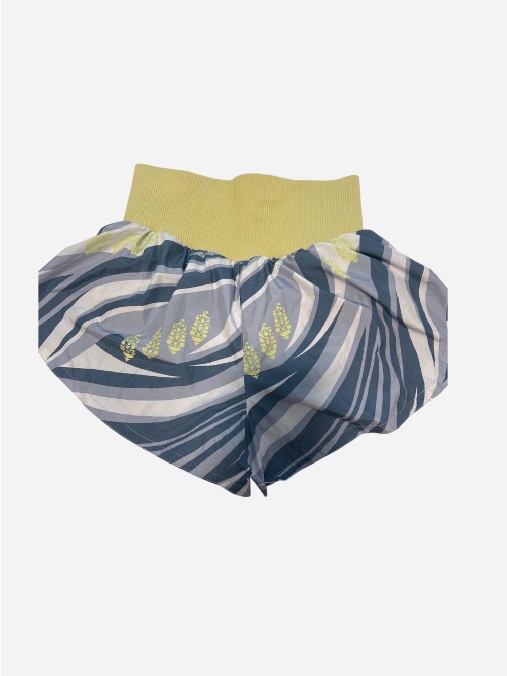 Free People Yellow Waist Blue Stripe Floral Athletic Shorts